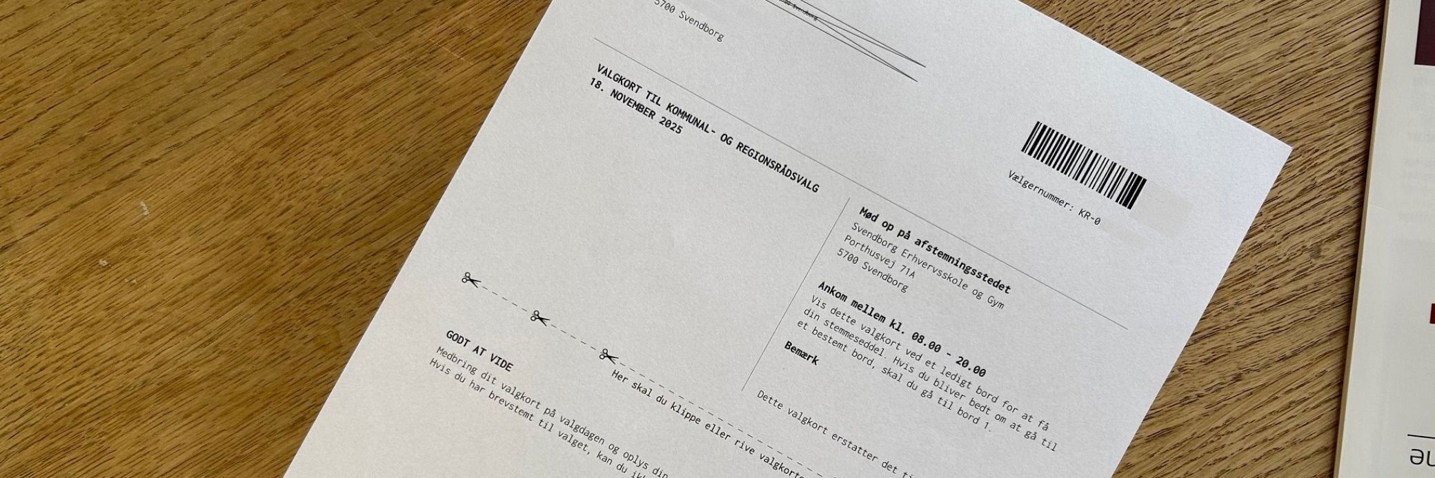 Eksempel på valgkort til kommunalvalget 2025