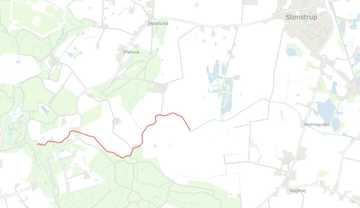 Skærmkort med projektstrækningen for Hørup Å