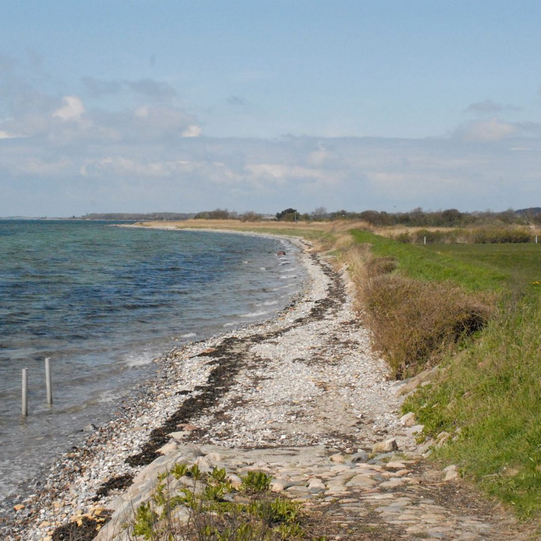 Langemark Strand ligger uden for bymæssig bebyggelse ud til Det Sydfynske Øhav.