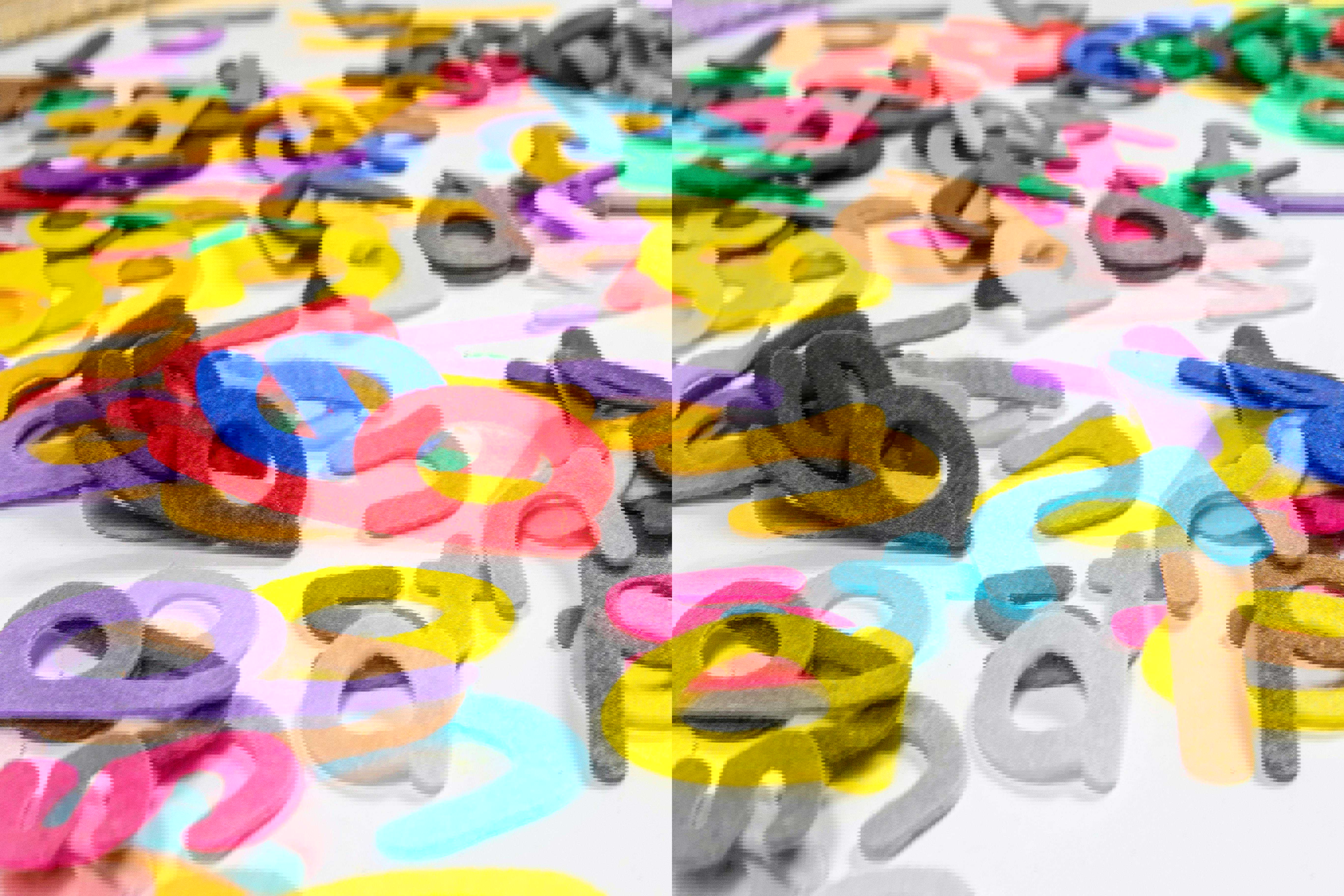 En bunke bogstaver i filt