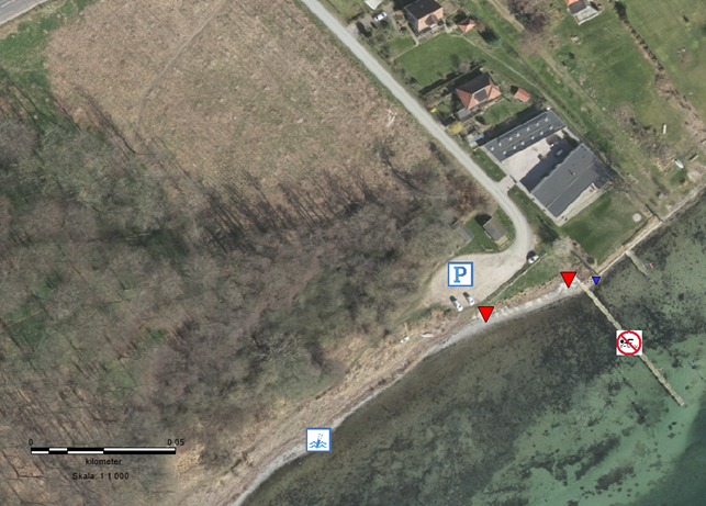 Her ser du en oversigt over de forskellige steder ved stranden.