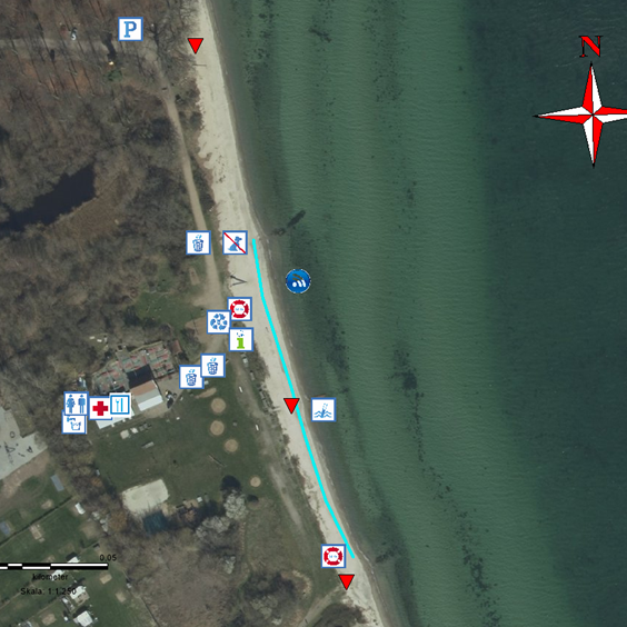 Her ser du en oversigt over de forskellige steder ved stranden.