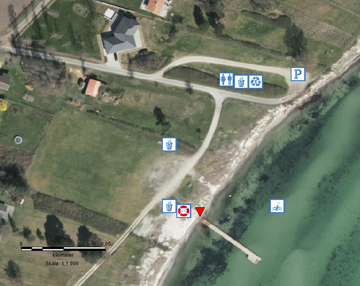 Her ser du en oversigt over de forskellige steder ved stranden.
