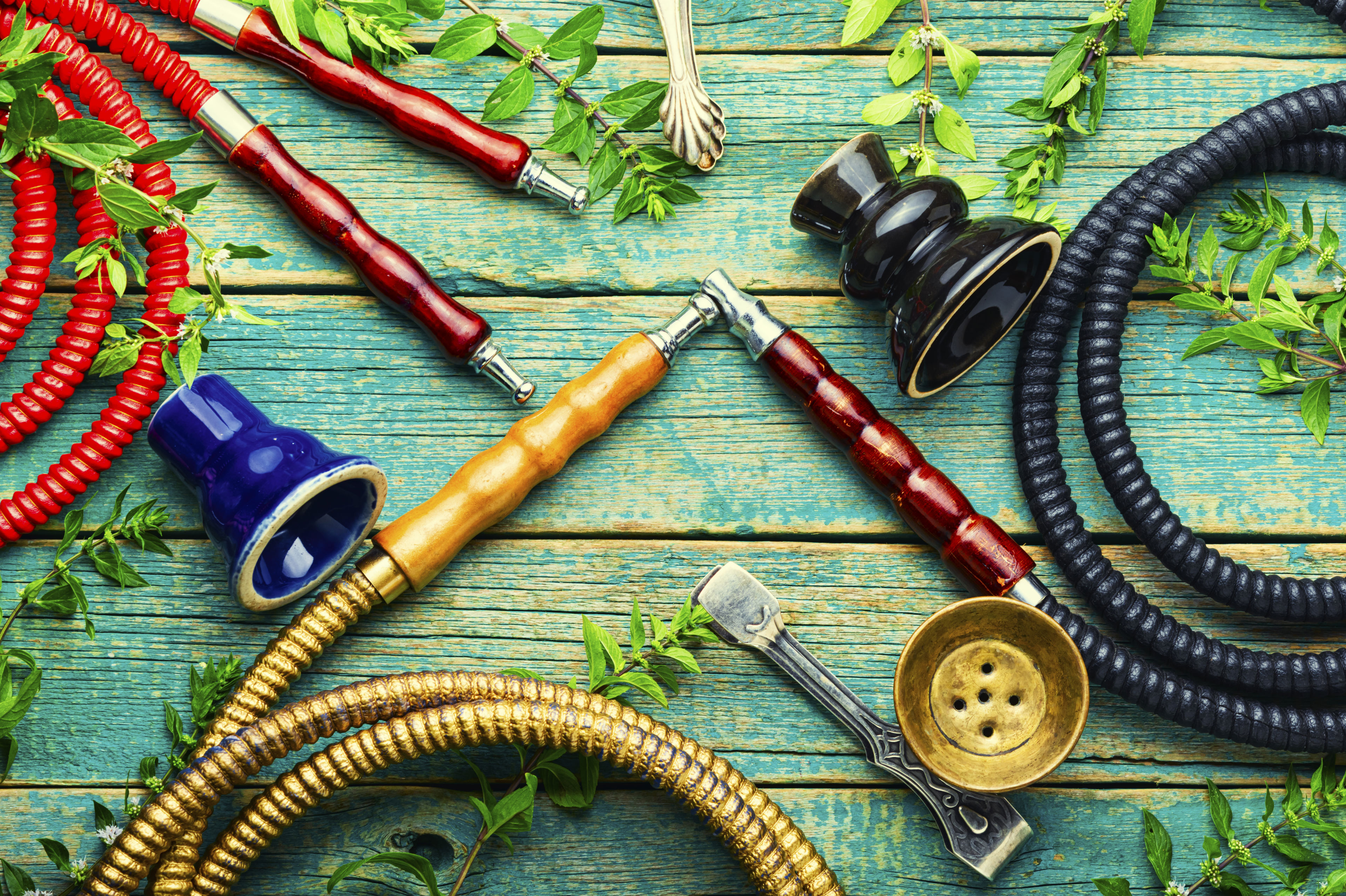 Vandpibehoveder på et grønt bord