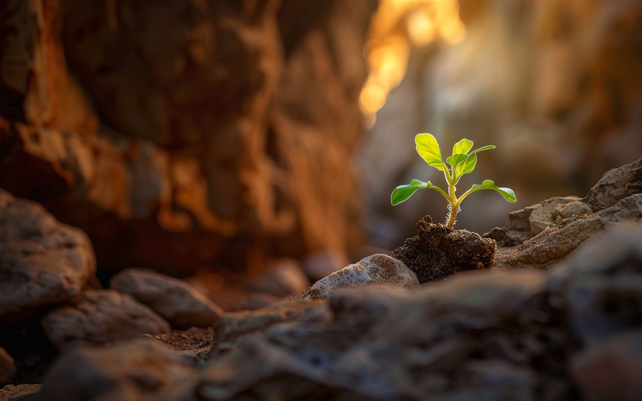 Grøn spire vokser op ad jorden