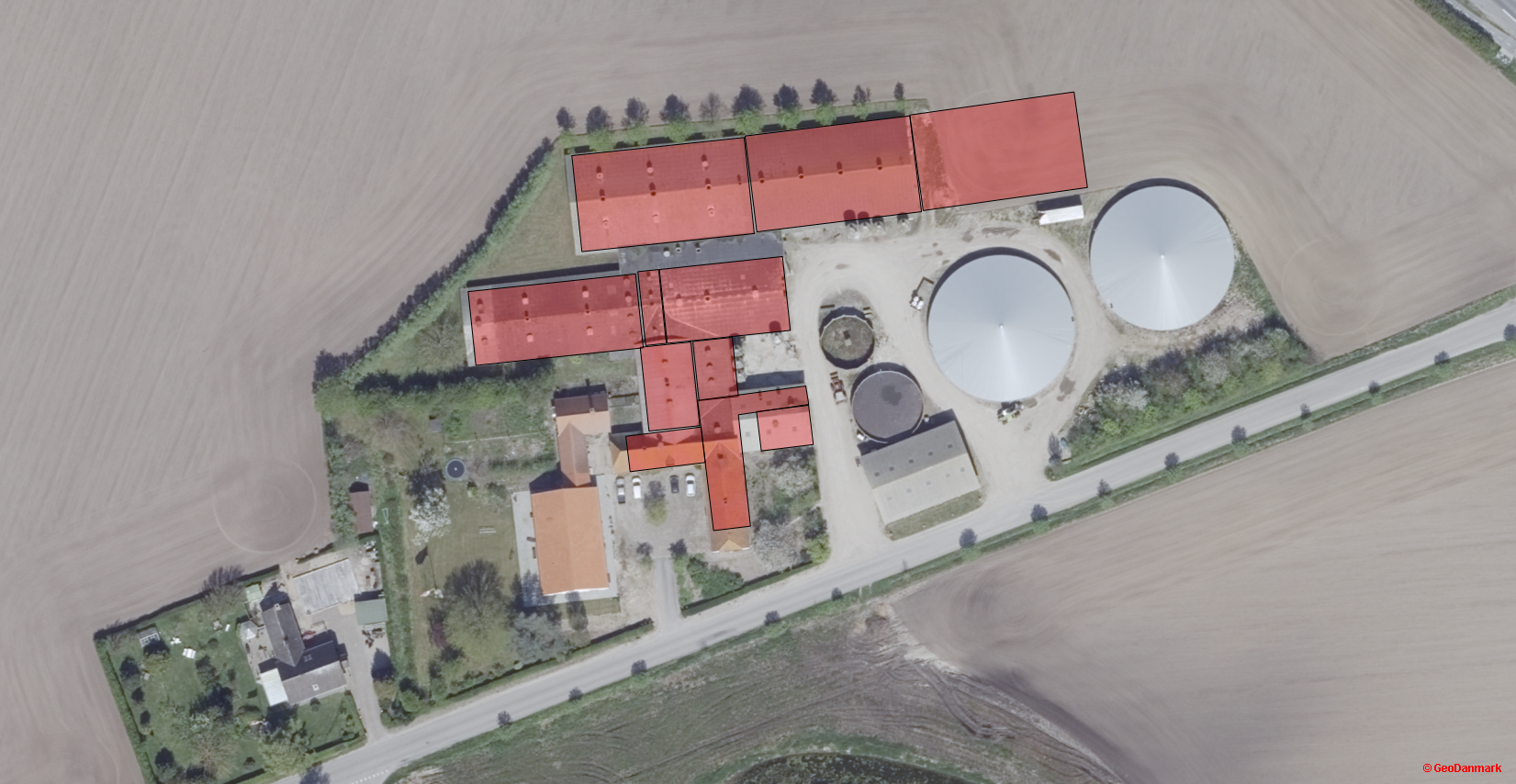 Kortudsnit med ejendommen på Bjerrebyvej 129, 5700 Svendborg