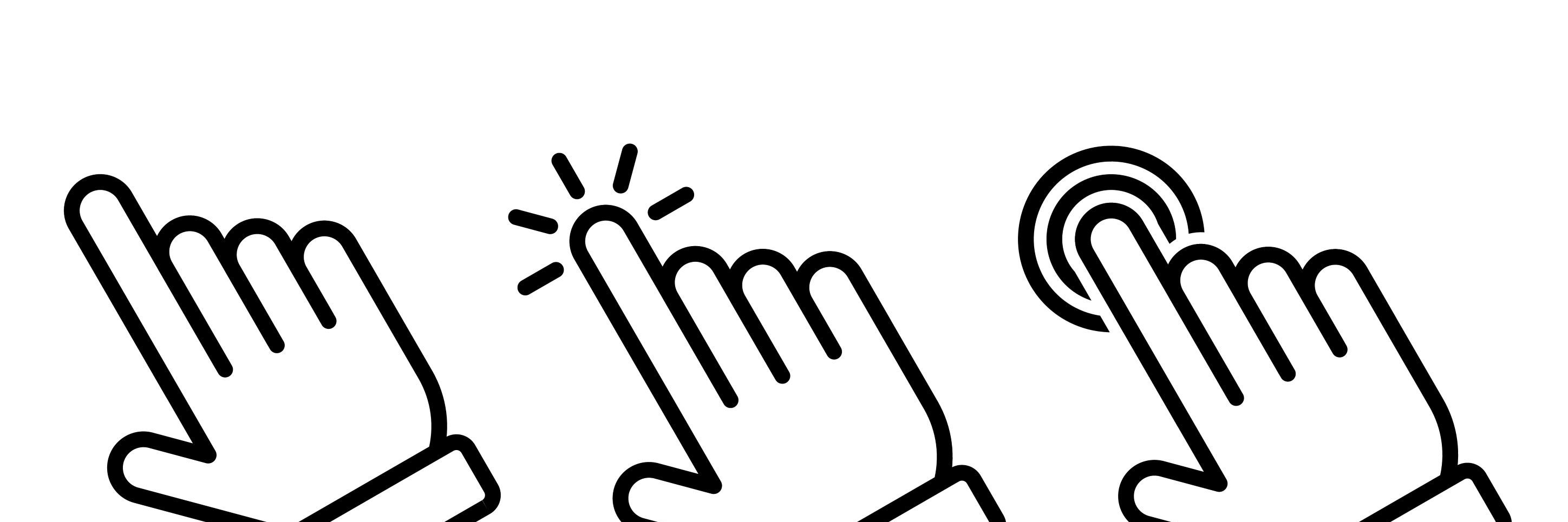 Tre hænder der trykker på et link