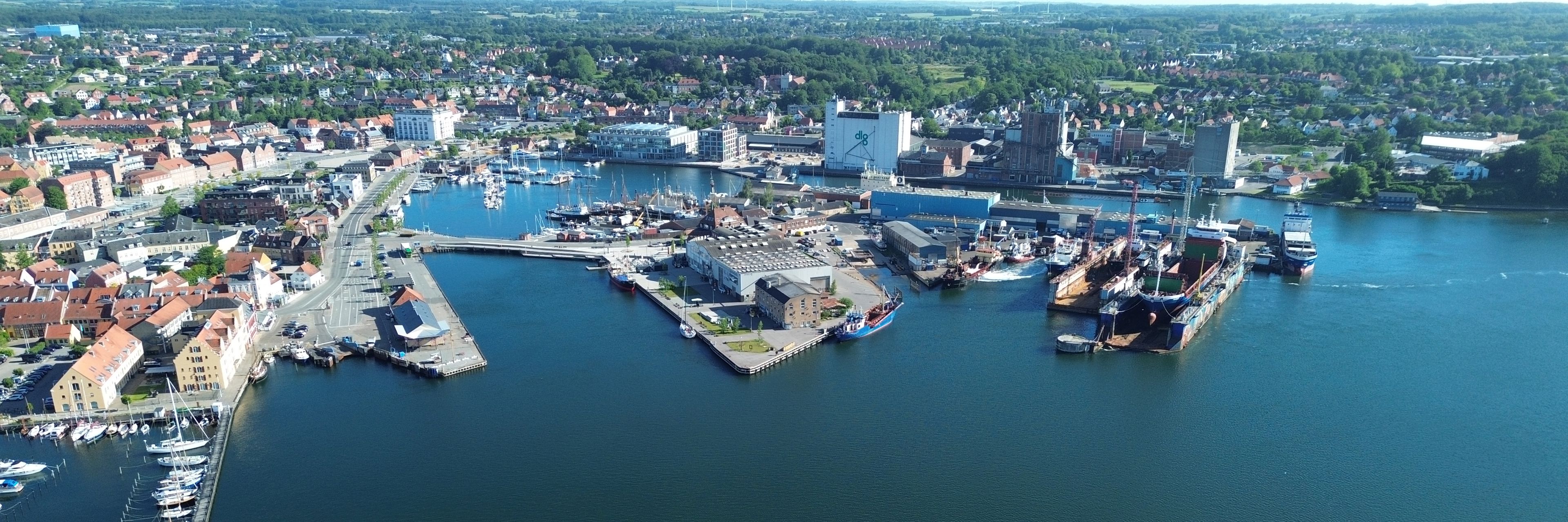 Dronebillede af Svendborg Havn