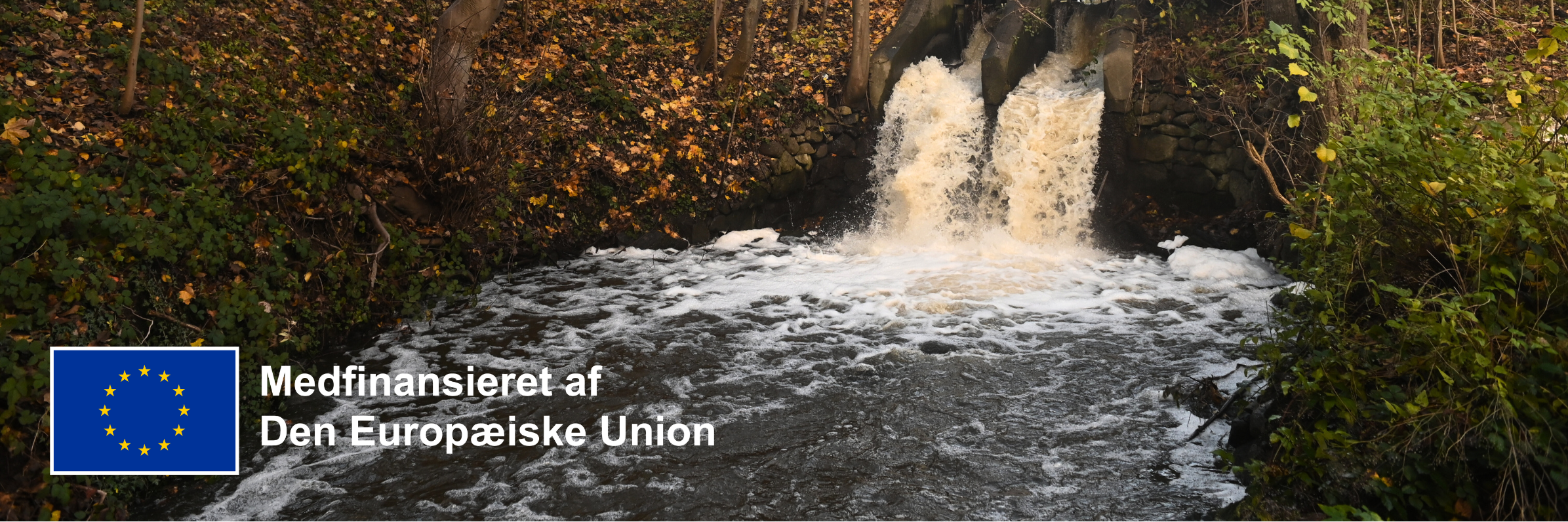 Medfinansieret af EU-logo på billede af vandløb.