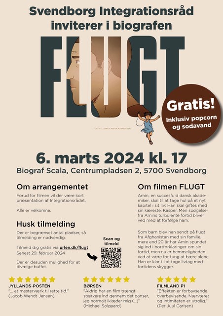 Plakat: Svendborg Integrationsråd inviterer i biografen